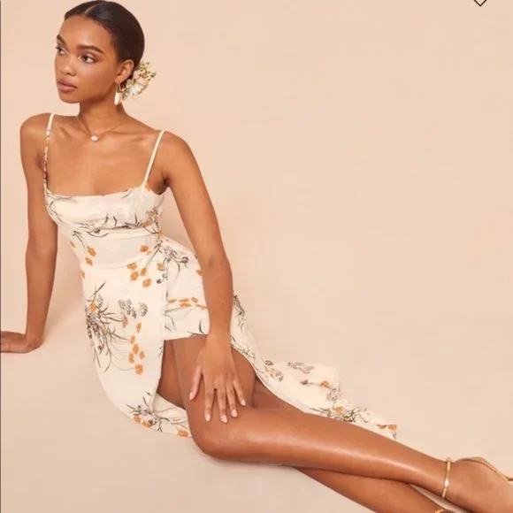 Reformation Gala Dress - Elegant White Floral Dress- Size 2 - Princess Print - Picture 2 of 8